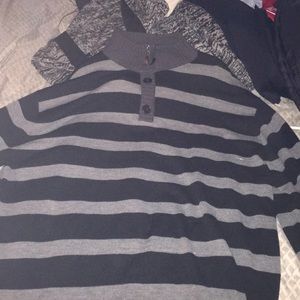 Stripped mock neck sweater
